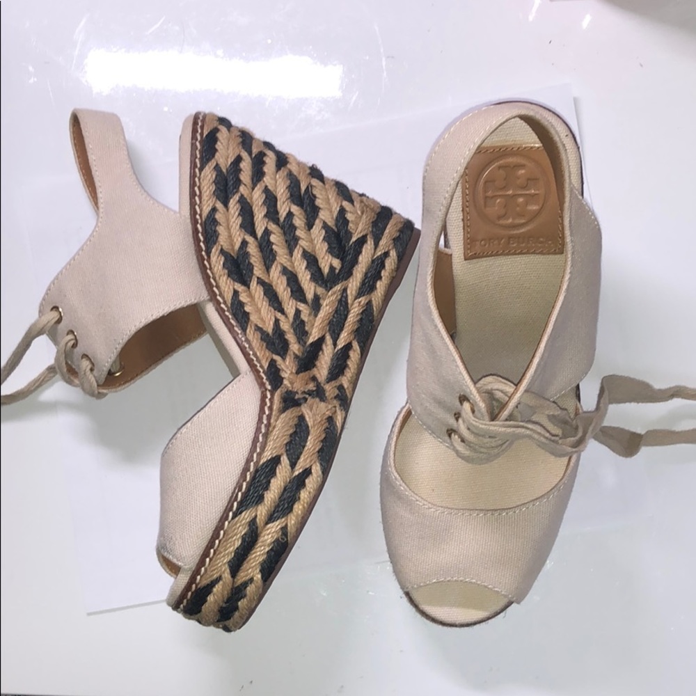 Tory Burch Lace up Canva Espadrille